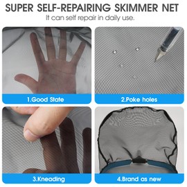 TidyMister Self-Repair Heavy Duty Pool Net, Upgrade Reinforced Handle, Pool Cleaning Skimmer Net with Nylon Fine Mesh Net, Thick Aluminum Frame, Deep Trash Bag for Above Ground & Inground Pools