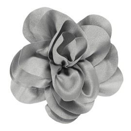 M METERXITY Rose Flower Brooches and Pins for Women, 5.5 Inch Lapel Pins Dainty Satin Fabric Big Camellia Hair Flowers Clips for Wedding/Parties/Clothes/Jewelry [14cm, Silver Gray]