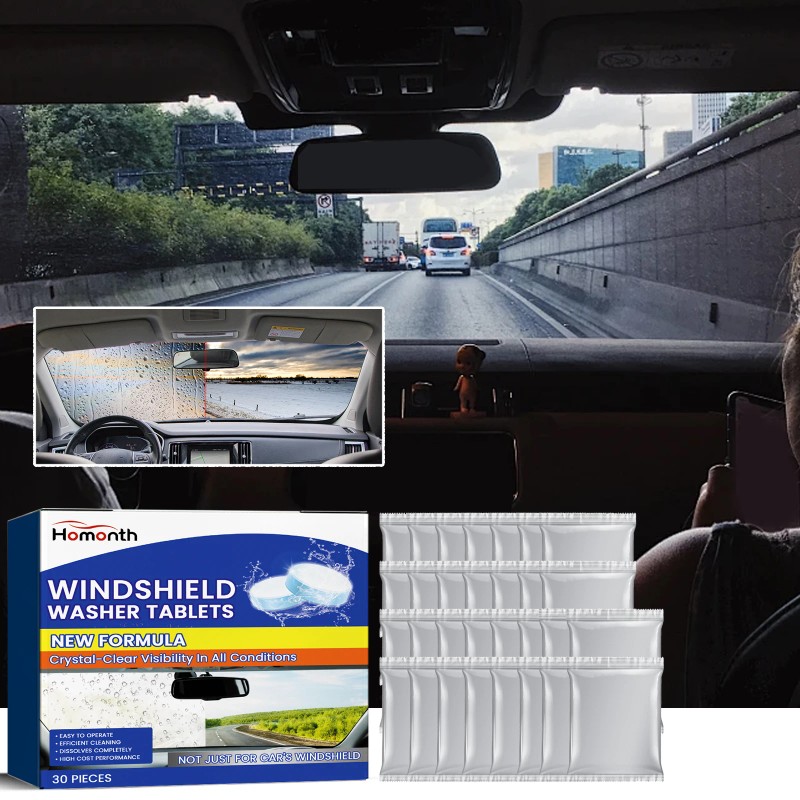 Homonth Windshield Washer Tablets, Vehicle Glass Renovation Decontamination Decontamination Maintenance