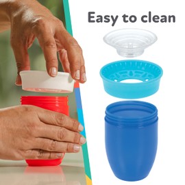 Nuby Wonder Cup with 360 Smart Edge Silicone Rim - (3-Pack) 10 oz - Aqua/Purple/Pink