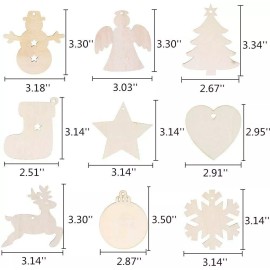 The Slippery Pearl 9 Wood Christmas Ornament Blanks Pre-Drilled Holes Wood Burning Tags Set