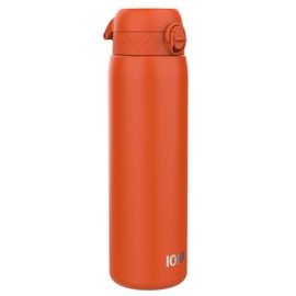 Ion8 Lightweight 1 Litre Steel Water Bottle, Non-Insulated, Leak Proof, Easy to Open, Secure Lock, Dishwasher Safe, Flip Cover, Carry Handle, Ideal for Travel & Active Lifestyles, Hearty Orange