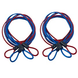Runseaway 2Pcs 6.56FT 2.5mm Braided Steel Security Cable Lock, Heavy Duty Safety Wire Rope Double Loop for Luggage Travel Outdoor Bike Equipment Protection(Blue+Red)