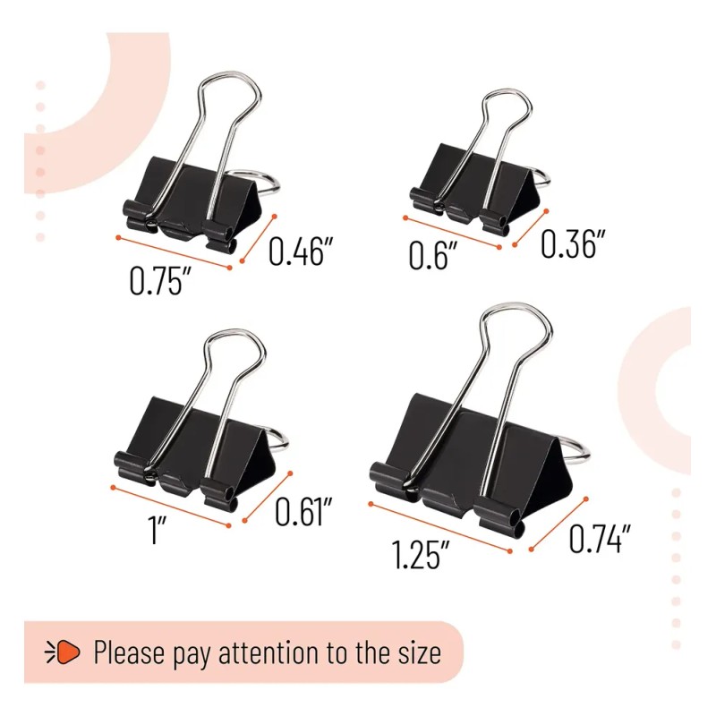 Clips Para Carpeta Negros 100 Unidades Varios Tamaños