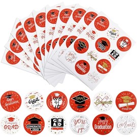 120Pcs 2025 Graduation Stickers Class of Stickers Graduation 1.5" Gift Tags for Envelopes Candy Decorations for Envelope Seal Cards Boxes(red)
