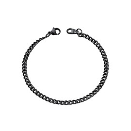 U7 Men Women Stainless Steel Black Metal Classic 3mm Wide Miami Cuban Link Chain Bracelet, 8.3"