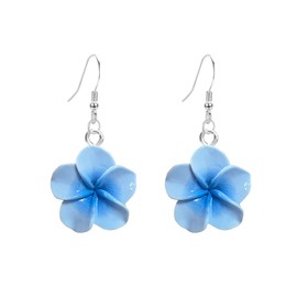 Just Follow Colorful Resin Frangipani Flower Earrings for Women Lovely Plumeria Rubra Drop Dangle Earrings Bohemia Summer Hawaiian Beach Party Jewelry Accessories (Blue)