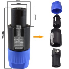 ZHANChen Speakon Connector 4-Pin Speakon Cable Audio Speaker Cable Connector with Neutrik Speakon NL4FC, NL4FX, NLT4X, NL2FC, Pack of 4