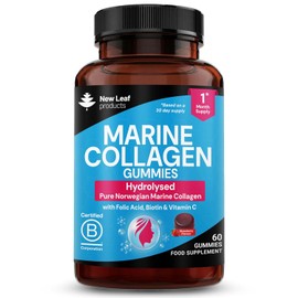 Marine Collagen Gummies for Women, 60 Gummies 1 Month Biotin, Folic Acid