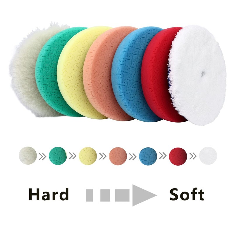 Buffing Polishing Pads 5 Inch, CAR ROAD 7PCs 5.5 Inch
