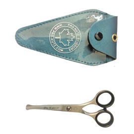 Pro-Kutz Beard Scissors Professional Moustache Scissors Ear and Nose Hair Trimming Scissors Stainless Steel, Safety Use for Eyebrows, Eyelashes, and Ear Hair 4.5 inches with Free Pouch