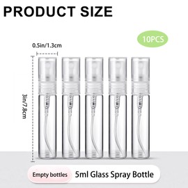 AxiyanX Refillable 5ml Mini Glass Spray Bottle, 10 Pcs Travel Size Perfume Atomizer for Refilling & Sampling, Empty Small Essential Oil Sprayer Containers, Leak Proof Mist Bottles for Travel