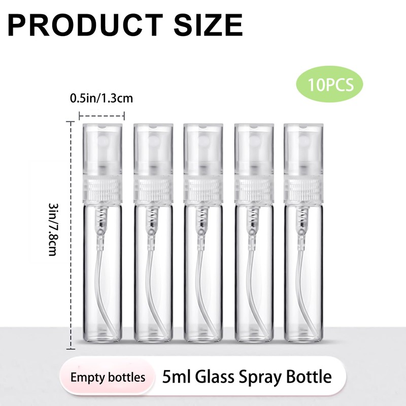 AxiyanX Refillable 5ml Mini Glass Spray Bottle, 10 Pcs Travel