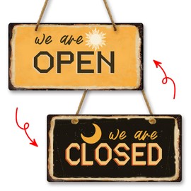 Open Closed Door Sign Business Hours Sign Open for Business Sign Plastic Hanging Sign Open and Closed Sign Double Sided Open Closed Sign Hours of Operation Sign for Door Walls Window Shop