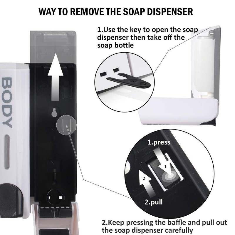 ILIKEPOW Soap Dispenser for Shower Gel Shampoo Conditioner Wall Mount