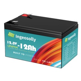 12V 12Ah Lithium LiFePO4 Deep Cycle Battery, 4000+ Cycles Lithium Iron Phosphate Rechargeable Battery for Small UPS, Power Wheels, Fish Finder, Toys, Camping, Scooters and More(Smart BMS)