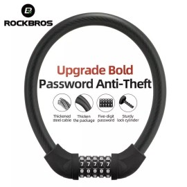 ROCKBROS MTB Bike Password Lock 5 digit Code Anti-theft Steel Bold Cable BLACK