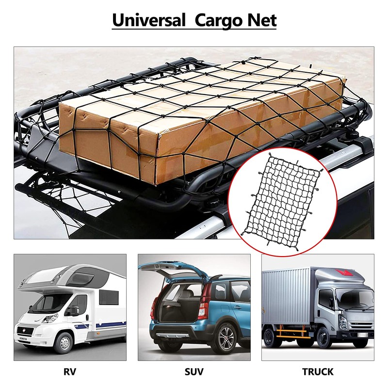 2’x3’ Bungee Cargo Net Stretches to 4'x6' for Truck Bed,Pickup