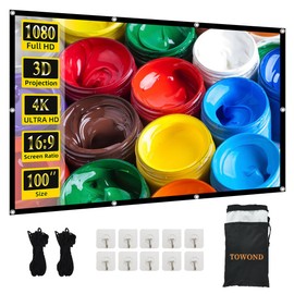 100 Inch Projection Screen with Double-Sided Display, Wrinkle-Free Polyester, 16:9 Wide View Ratio, Compact and Foldable for Travel, Presentations, or Home Use