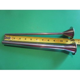 TWO PACK. 3/8" and 3/4" diameters. Long 12" sausage stuffer tubes. 1 9/16" base for small 5 lb sausage stuffers like the LEM Mighty Bite 1606 606