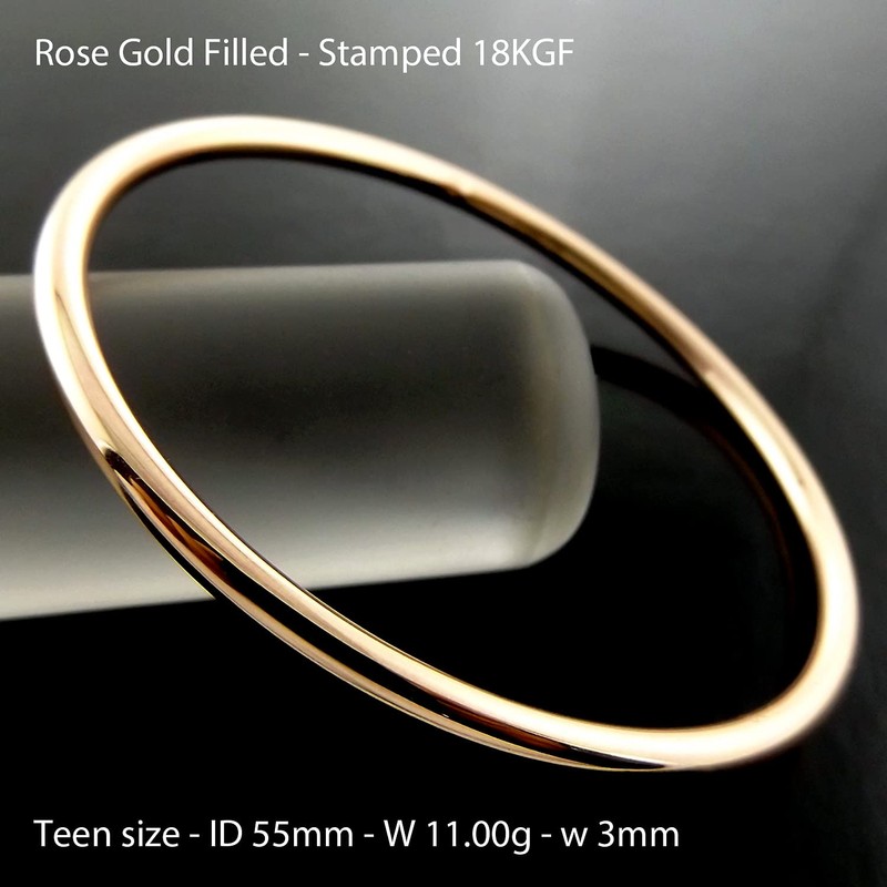 Bangle Real 18k Rose Gold Filled Solid Teen Girls Cuff