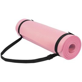 Fitvids Yoga Mat, 1/2-Inch Extra Thick High Density Exercise Mat, Anti-Tear Exercise Yoga Mat with Carrying Strap, Suitable for Various Yoga Exercises, Pale Pinkish