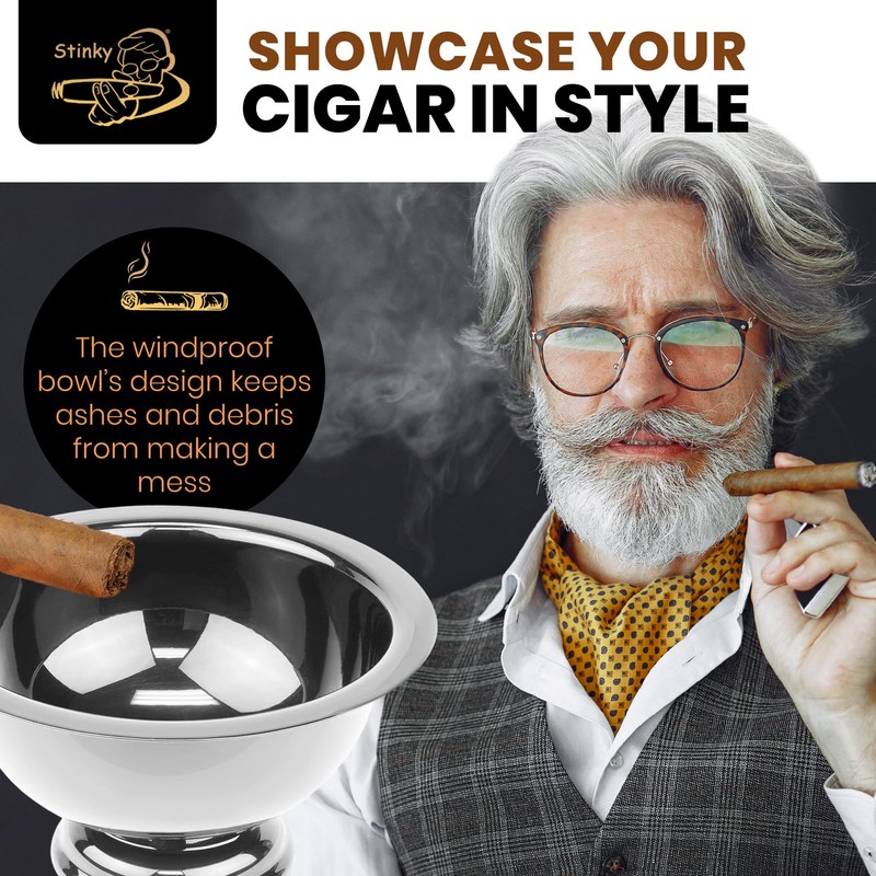 Stinky Cigar Personal Size Ashtray, Stainless Steel - Compact, Durable