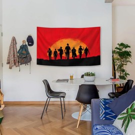 Game Tapestry Red Dead 2 Merch Poster Redemption Pop Art Home Decoration 60x40in Banner for College Dorm Room Decor,Outdoor,Gift, Parties - Color: black, Size: 40x30IN (102x76cm)