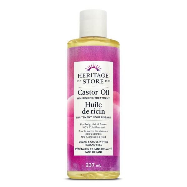 Heritage Store - Castor Oil | Nourishing Treatment for Body, Hair and Brows| 100% Cold-Pressed | Vegan & Cruelty Free | Hexane-Free (237 ml)