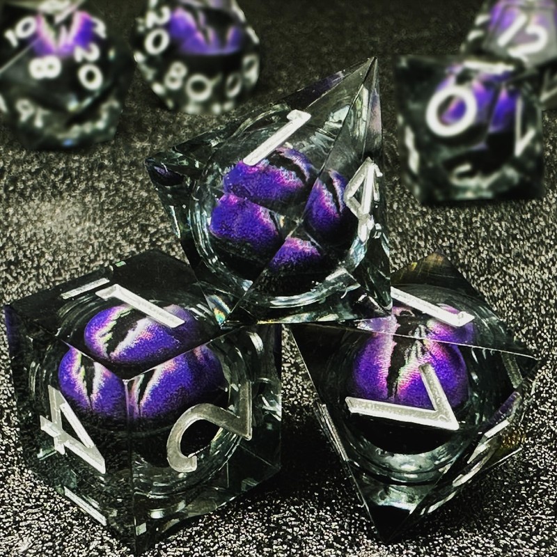 MJDICEOK DND Resin Dice Dragon Eye Dice Set 7 PCS
