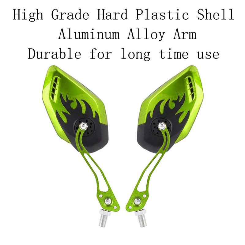 ESUPPORT Green Motorcycle Motorbike 8mm 10mm Rearview Side Mirror ATV