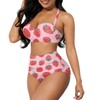 Jndtueit Red Strawberry Women's High Waisted Bikini Top, Cartoon Fruit