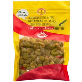 TUTTOCALABRIA, Calabrian pitted Green Olives, 16.22 oz (460 g), Crushed Olives with chili peppers, olive oil, fennel and garlic, Product of Italy