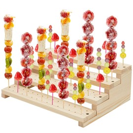 PH PandaHall Wood Skewer Holder, 120 Holes Wooden Pick Stand 4 Tier Buffet Display Board Multi Level Display Stands Pick Holder For Buffets Banquets Cocktail Party Catering Events Supplies