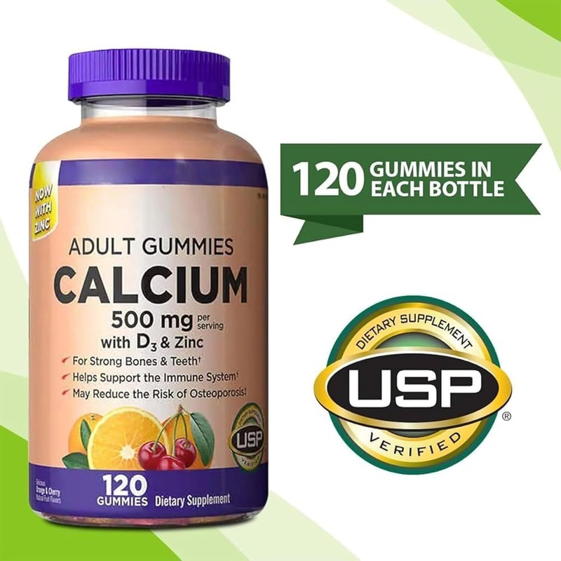 Chewable Calcium Gummies 120 CT 500 mg with D3, Pack