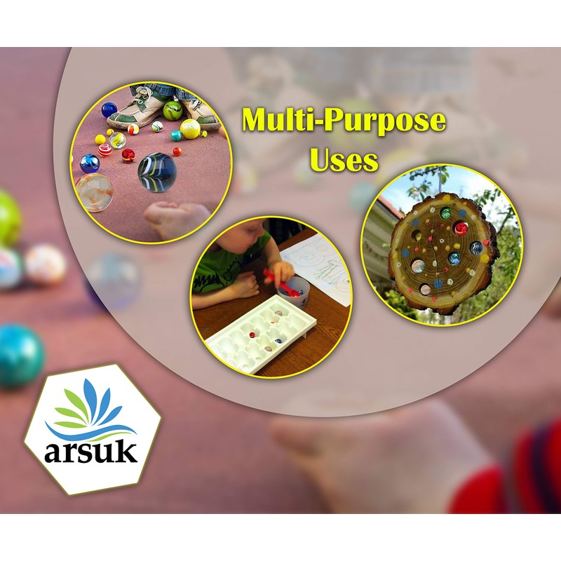 ARSUK Large Glass Marbles Handmade 10pcs Multi-Color, Sports Toys Indoor