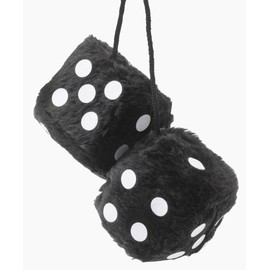 Sumex Branded Home & Car Mirrior Hanging Fluffy Furry Dice (Black with White Spots)