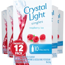 Crystal Light Raspberry Ice Singles, 24g (12 Boxes of 10 Packets)