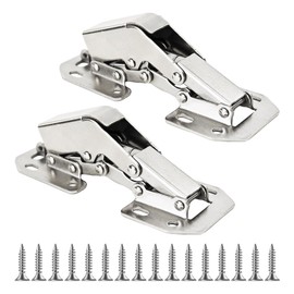 Runseaway 2Pcs Soft Close Hidden Spring Hinges, 90 Degree Brushed Nickel Frameless Concealed Cabinet Hinges, Surface Mount Hinges for Kitchen Cupboards and Furniture