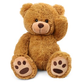 LotFancy Teddy Bear Stuffed Animals, 20 inch Brown Soft Cuddly Stuffed Plush Bear, Cute Stuffed Animals Toy with Footprints, Gifts for Kids Baby Toddlers on Baby Shower, Easter Decoration