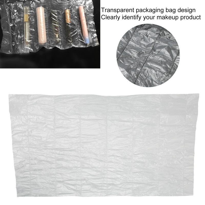 100pcs Cosmetic Bag Waterproof Dustproof 6 Compartments Transparent Travel Organizer
