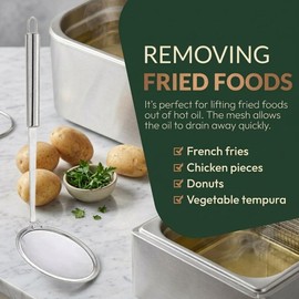 LinCoo Strainer Spoon, Oil Skimmer, Fryer Skimmer, Suitable for Skimming Cooking and Frying Oils and Foams