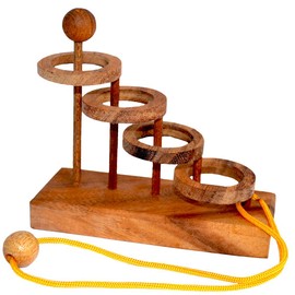 4 Ring Ladder Puzzle Small, Four Rings String Puzzle, Free the Cord Completely from the Wooden Game, Puzzle Wood IQ Puzzle, Puzzle Game, String Puzzle, Wooden Puzzle, Party Puzzle
