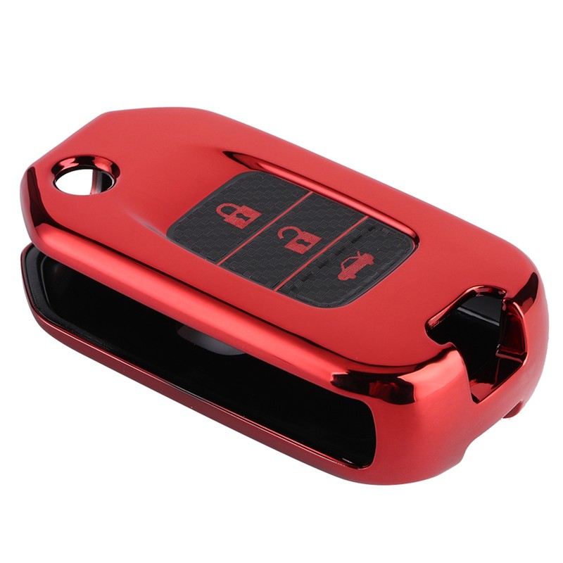 Carbon Fiber Style Folding Car Key Fob Cover Protective Case
