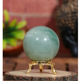 Crocon Green Jade Crystal Sphere with Stand Gemstone Sphere Healing Ball Sculpture Figurine for Fengshui Meditation Divination Home Decoration Photography Size: 45-55 mm