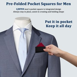 LJBFNN Prefolded Pocket Squares for Men, Triangles Men's Handkerchiefs Pocket Square on Card for Suit Jacket Tuxedo (Burgundy)