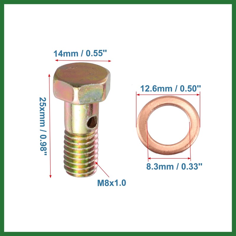 Motoforti 2 Set Banjo Bolt Brake Fitting Adapter M8x1 Thread