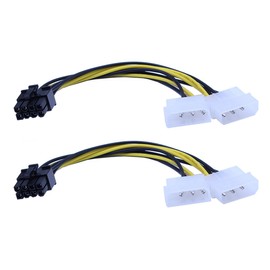 zdyCGTime 8 Pin to Dual 4 Pin Power Cable (2-Pack) for Graphics Cards (ASUS, EVGA, Gigabyte, Sapphire, XFX) - Black, 6 Inch, 180W, Male-to-Male, PCIe to Molex