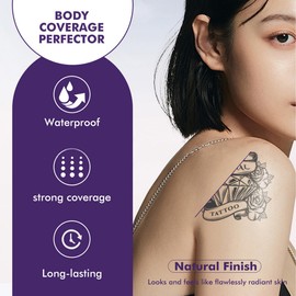 HERBENJOY Body Coverage Perfector Waterproof, Leg Makeup to Cover Veins & Tattoo Cover Up, Full Coverage Concealer with Brush, Long Lasting Sweat-Proof Body Foundation, Natural Finish
