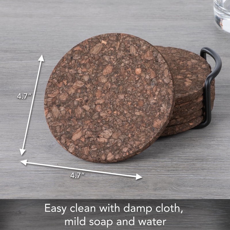Thirstystone Set of 6 Thick Dark Cork Coasters in Attractive